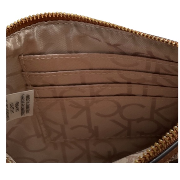 CALVIN KLEIN Wristlet Wallet Brown Leather Multi-Color Signature NWOT - Picture 6 of 8